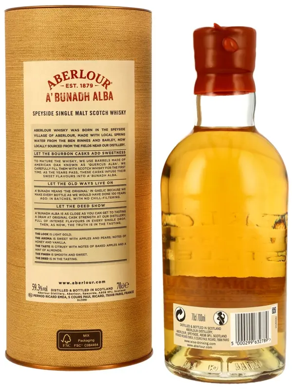 Aberlour A'BUNADH ALBA - Bourbon Oak Barrel - Batch 009 - Original Cask Strength - Speyside Single Malt Scotch Whisky