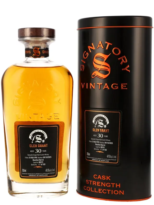 19300 Glen Grant 30 Jahre - Vintage 1995 - Bourbon Barrel - Cask No. 88231 - Signatory Vintage - Symington's Choice - Speyside Single Malt Scotch Whisky