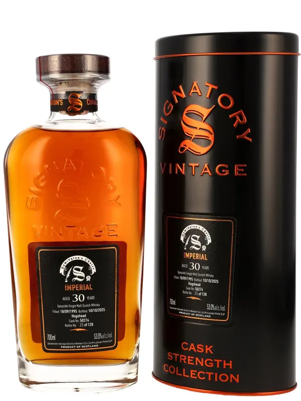 Imperial 30 Jahre - Vintage 1995 - Hogshead - Cask No. 50274 - Signatory Vintage - Symington's Choice - Speyside Single Malt Scotch Whisky