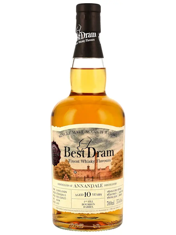 Annandale Peated 10 Jahre - 1st Fill Bourbon Barrel - Cask #568 - Best Dram - Single Malt Scotch Whisky - 5cl Sample