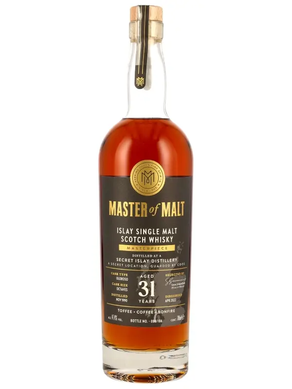 Secret Islay Distillery 31 Jahre - Vintage 1990 - Oloroso Octaves - Single Cask - Masterpiece - Master of Malt - Single Malt Scotch Whisky