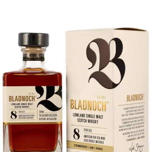 Bladnoch 8 Jahre - American Oak Red Wine Cask Double Matured - The Galloway Collection - Single Malt Scotch Whisky