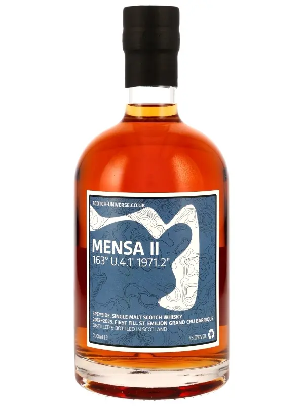 Mensa II 163° U.4.1' 1971.2" - 13 Jahre - Vintage 2012 - First Fill St. Emilion Grand Cru Barrique - Scotch Universe - Speyside Single Malt Scotch Whisky