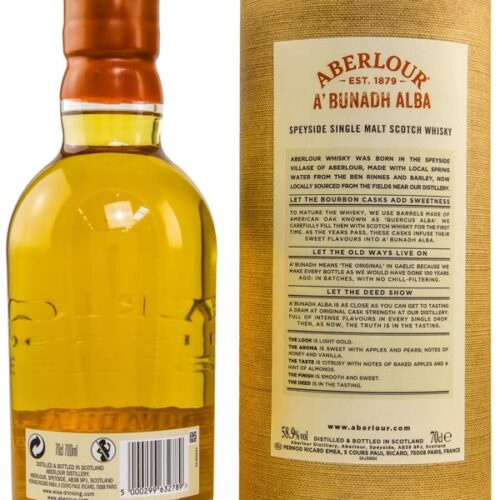 Aberlour A'BUNADH ALBA - Bourbon Oak Barrel - Batch 007 - Original Cask Strength - Speyside Single Malt Scotch Whisky