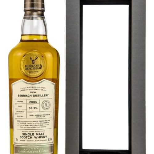 Benriach 17 Jahre - Vintage 2005 - Refill American Hogshead Cask No. 124 - Batch 23/143 - Connoisseurs Choice - New Range - Cask Strength - Gordon & MacPhail - Single Malt Scotch Whisky