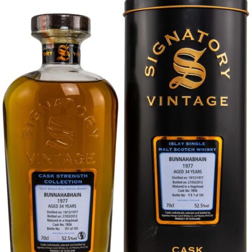 Bunnahabhain 34 Jahre - Vintage 1977 - Matured in a Hogshead - Cask No. 7856 - Signatory Vintage - Cask Strength Collection - Islay Single Malt Scotch Whisky