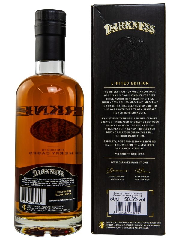 Dufftown 11 Jahre - Oloroso Cask Finish - 58,5% Vol. - Darkness! - Limited Edition - Single Malt Scotch Whisky R Dufftown 11 Jahre - Oloroso Cask Finish - 58,5% Vol. - Darkness! - Limited Edition - Single Malt Scotch Whisky