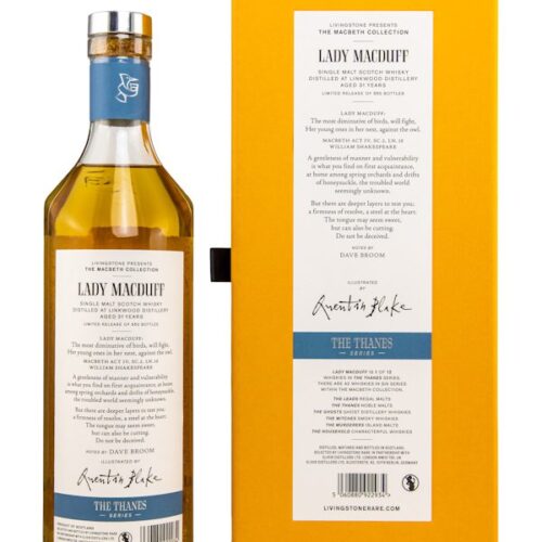 Linkwood 31 Jahre - Vintage 1992 - American Oak Refill Bourbon Barrels - The Macbeth Collection - Lady Macduff - Single Malt Scotch Whisky - Rückseite Linkwood 31 Jahre - Vintage 1992 - American Oak Refill Bourbon Barrels - The Macbeth Collection - Lady Macduff - Single Malt Scotch Whisky - 5cl Sample