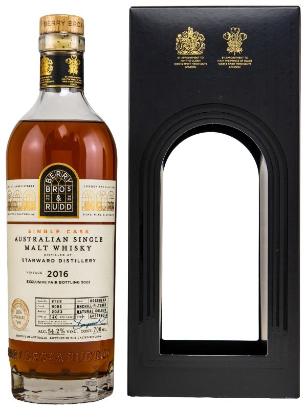 Starward - Vintage 2016 - Hogshead - Batch No. 8199 - Exclusive Fair Bottling 2023 - Single Cask - Berry Bros. & Rudd - Australian Single Malt Whisky Starward - Vintage 2016 - Hogshead - Batch No. 8199 - Exclusive Fair Bottling 2023 - Single Cask - Berry Bros. & Rudd - Australian Single Malt Whisky