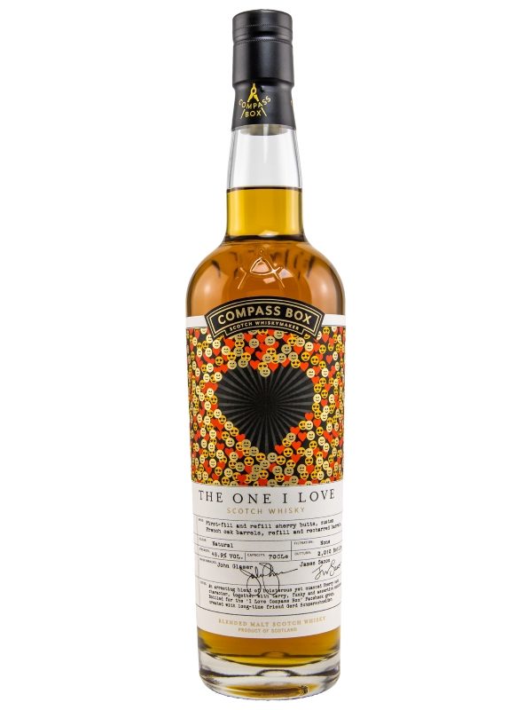 The One I Love - Compass Box - 1st Fill+ Refill Sherry Butts, French Oak Barrels, Refill + Recharred Barrels - Blended Malt Scotch Whisky The One I Love - Compass Box - 1st Fill+ Refill Sherry Butts, French Oak Barrels, Refill + Recharred Barrels - Blended Malt Scotch Whisky