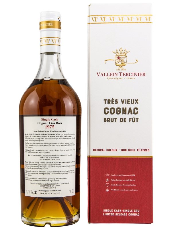 Vallein Tercinier - Trés Vieux Cognac Brut de Fût 48 Jahre - 1975 - French Oak Cask - Cask No. 148 - Fins Bois - Limited Release Cognac - Single Cask - Single Cru R Vallein Tercinier - Trés Vieux Cognac Brut de Fût 48 Jahre - 1975 - French Oak Cask - Cask No. 148 - Fins Bois - Limited Release Cognac - Single Cask - Single Cru