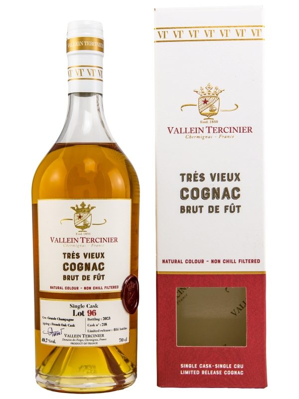 Vallein Tercinier - Trés Vieux Cognac Brut de Fût - Lot 96 - French Oak Cask - Cask No. 218 - Grande Champagne - Limited Release Cognac - Single Cask - Single Cru Vallein Tercinier - Trés Vieux Cognac Brut de Fût - Lot 96 - French Oak Cask - Cask No. 218 - Grande Champagne - Limited Release Cognac - Single Cask - Single Cru