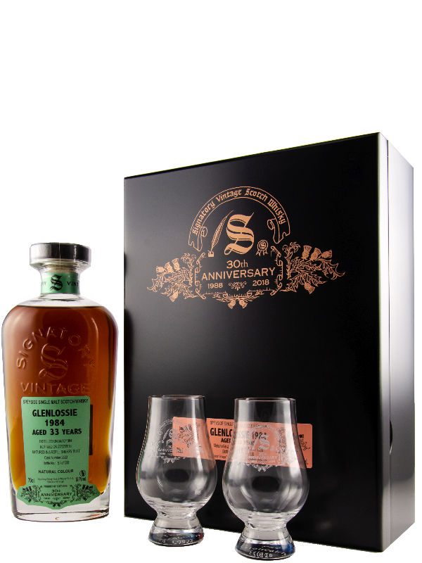 7425_Glenossie 33 Jahre Cask 2533 mit 2 Gläsern Signatory Glenlossie - 33 Jahre - Vintage 1984 - Sherry Butt No. 2533 - + 2 Gläser - Signatory Vintage - 30th Anniversary - Single Malt Scotch Whisky
