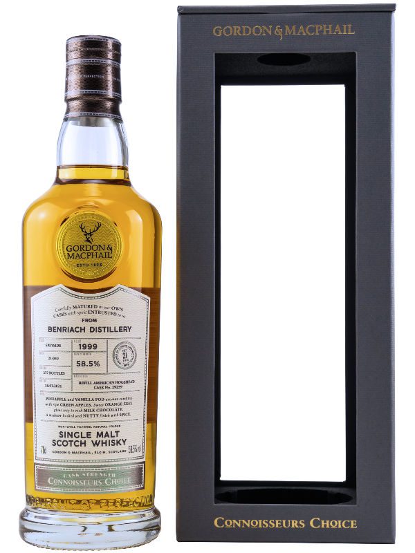 7473_Benriach 1999-2021 G&M CC CS NEW RANGE Benriach - 21 Jahre - Vintage 1999 - Refill American Hogshead No. 29259 - Connoisseurs Choice - Cask Strength - New Range - Gordon & MacPhail - Single Malt Scotch Whisky