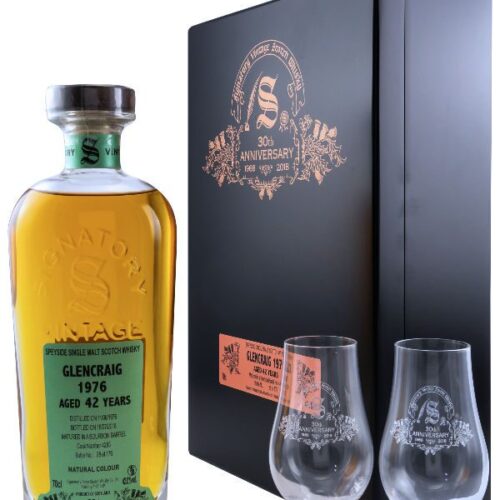 7582_Glencraig 1976-2018 Sig 30th Anniversary + 2 Gläser 4283 Glencraig 42 Jahre - Vintage 1976 - Bourbon Barrel No. 4283 - inkl. 2 Gläsern - Signatory Vintage - 30th Anniversary - Single Malt Scotch Whisky
