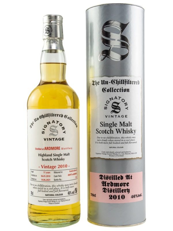 Ardmore 11 Jahre - Vintage 2010 - Bourbon Barrels No. 800976 + 800989 - Signatory Vintage - Un-Chillfiltered Collection - Single Malt Scotch Whisky
