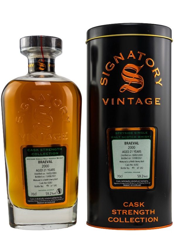 Braeval  21 Jahre - Vintage 2000 - Cask No. 6392 - Signatory Vintage - Cask Strength Collection - Speyside Single Malt Scotch Whisky