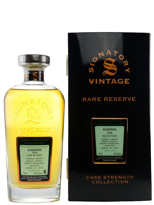 Glencraig 1976 - 40 Jahre - Bourbon Barrel No. 4253 - Signatory Vintage Rare Reserve - Single Malt Scotch Whisky Glencraig 1976 - 40 Jahre - Bourbon Barrel No. 4253 - Signatory Vintage Rare Reserve - Single Malt Scotch Whisky