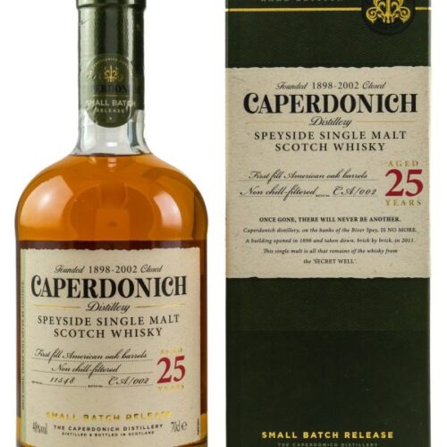 Caperdonich 25 Jahre - First Fill American Oak Barrels - CA 002 - Small Batch Release - Speyside Single Malt Scotch Whisky Caperdonich 25 Jahre - First Fill American Oak Barrels - CA/002 - Small Batch Release - Speyside Single Malt Scotch Whisky