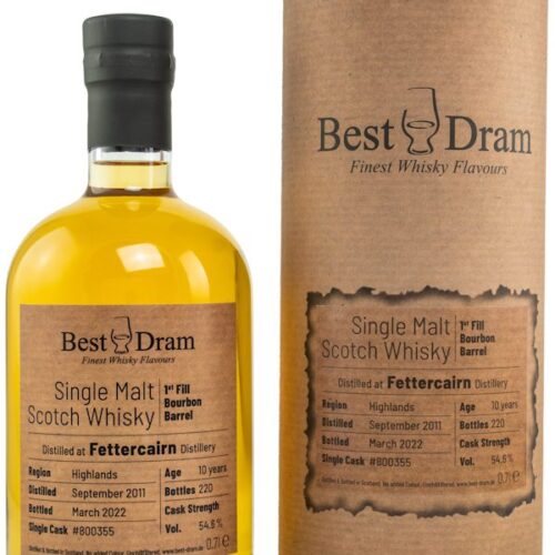 Fettercairn 10 Jahre - Vintage 2011 - 1st Fill Bourbon Barrel #800355 - Best Dram - Single Malt Scotch Whisky