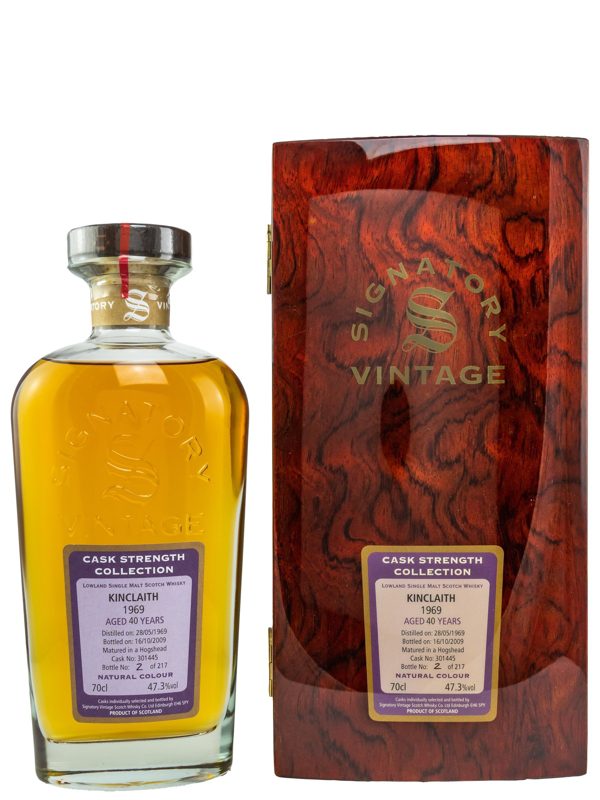 Kinclaith Vintage 1969 – 40 Jahre – Hogshead No. 301445 – Signatory Vintage Rare Reserve – Single Malt Scotch Whisky Kinclaith Vintage 1969 - 40 Jahre -  Hogshead No. 301445 - Signatory Vintage Rare Reserve - Single Malt Scotch Whisky