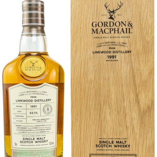 Linkwood 30 Jahre - Vintage 1991 - Batch 22/010 - First Fill Sherry Butt No. 7268 - Connoisseurs Choice - NEW RANGE - Cask Strength - Gordon & MacPhail - Speyside Single Malt Scotch Whisky