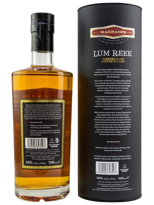 MacNairs Lum Reek - 12 Jahre - Peated - Boutique House of Spirits - neue Ausstattung - Blended Malt Scotch WhiskyR MacNairs Lum Reek 12 Jahre Peated Boutique House of Spirits neue Ausstattung Blended Malt Scotch Whisky
