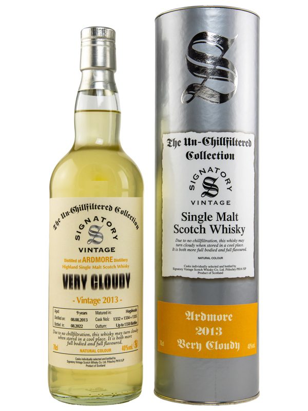 Ardmore 9 Jahre - Vintage 2013 - Hogshead No. 1332 + 1334 + 1335 - Very Cloudy - Un-Chillfiltered Collection - Signatory Vintage - Single Malt Scotch Whisky Ardmore 9 Jahre Vintage 2013 Hogshead No. 1332 + 1334 + 1335 Very Cloudy Un-Chillfiltered Collection Signatory Vintage Single Malt Scotch Whisky