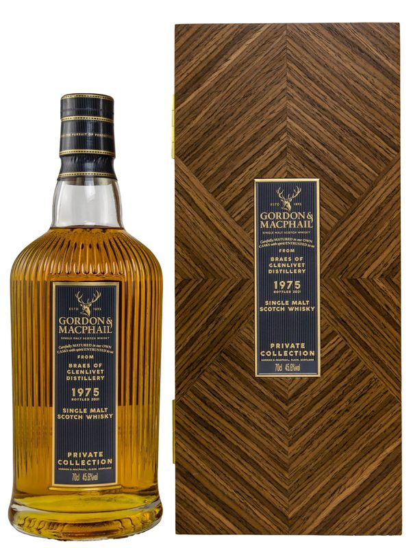 Glenlivet 46 Jahre - Vintage 1975 - Refill American Hogshead No. 15370 - Private Collection by Gordon & MacPhail - Speyside Single Malt Scotch Whisky Braes of Glenlivet 46 Jahre - Vintage 1975 - Refill American Hogshead No. 15370 - Private Collection by Gordon & MacPhail - Speyside Single Malt Scotch Whisky