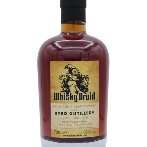 Kyrö 4 Jahre - Vintage 2017 - PX Sherry Barrel Finish - Cask YK5682 - Whisky Druid - Finnish Alder Smoked Rye Whisky