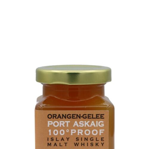Orangen-Gelee verfeinert mit Port Askaig 100 Proof Islay Single Malt Scotch Whisky Whisky Collection by Franz Handgemachter Fruchtaufstrich 150 Gramm