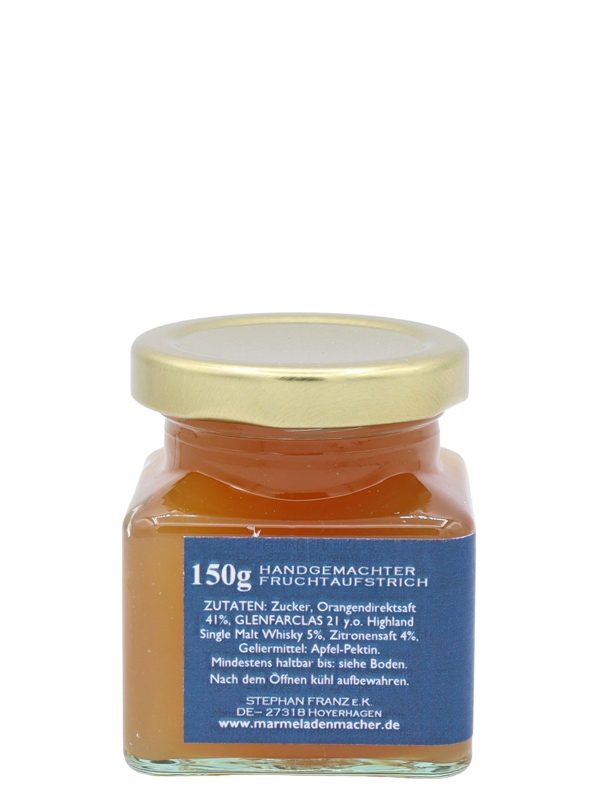 Orange Jelly - verfeinert mit 21 Years Old Glenfarclas Single Malt Scotch Whisky - Whisky-Collection by Franz - Handgemachter Fruchtaufstrich - 150g