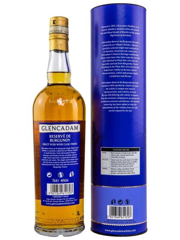 Glencadam - Reservé de Burgundy - Pinot Noir Wine Cask Finish - Small Batch - Highland Single Malt Scotch Whisky R Glencadam - Reservé de Burgundy - Pinot Noir Wine Cask Finish - Small Batch - Highland Single Malt Scotch Whisky