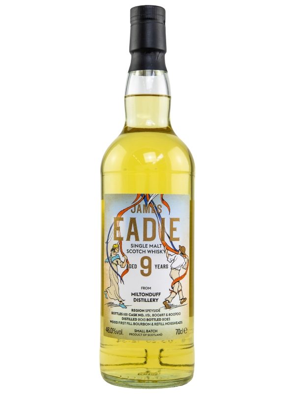 Miltonduff 9 Jahre - Vintage 2013 - First Fill Bourbon Hogshead - Cask No. 115,800697,800700 - Small Batch - James Eadie - Single Malt Scotch Whisky Miltonduff 9 Jahre - Vintage 2013 - First Fill Bourbon Hogshead - Cask No. 1151, 800697, 800700 - Small Batch - James Eadie - Single Malt Scotch Whisky - 5cl Sample