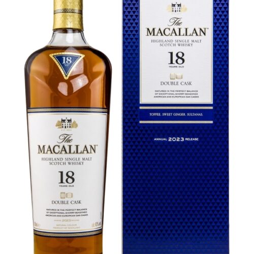 The Macallan 18 Jahre - Double Cask - Sherry Seasoned American & European Oak - Annual 2023 Release - Macallan Distillery Bottling - Highland Single Malt Scotch Whisky