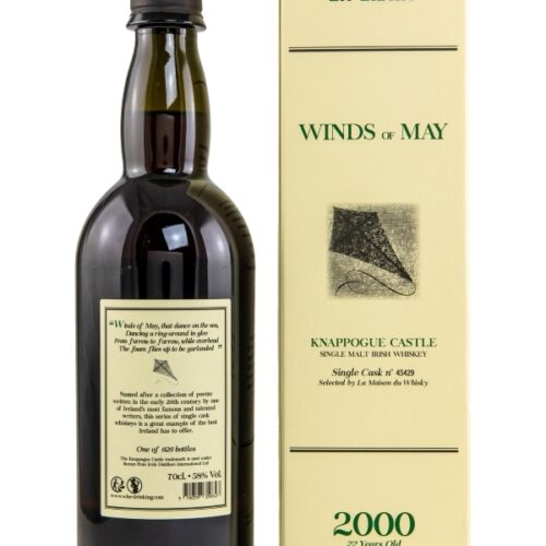 Knappogue Castle 22 Jahre - Vintage 2000 - Ex Libris Wind of May - Matured in Ruby Port Cask - Cask No. 45429 - Selected by La Maison du Whisky - Single Malt Irish Whiskey
