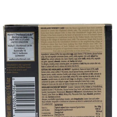 Walkers - Glenfiddich Whisky Cake - 400g Walkers - Glenfiddich Whisky Cake - 400g