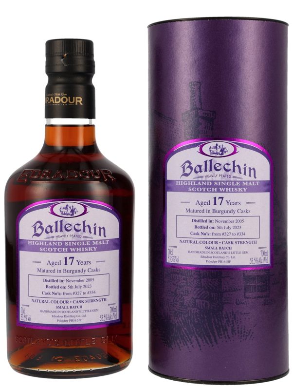 Ballechin 17 Jahre - Vintage 2005 - Heavily Peated - Matured in Burgundy Casks - Batch No. 327 to 334 - Small Batch - Highland Single Malt Scotch Whisky