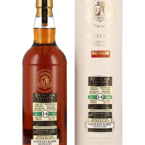 Glenallachie 14 Jahre - Vintage 2008 - Oak Cask - Cask No. 30900803 - Duncan Taylor - Single Cask - Cask Strength - Speyside Single Malt Scotch Whisky