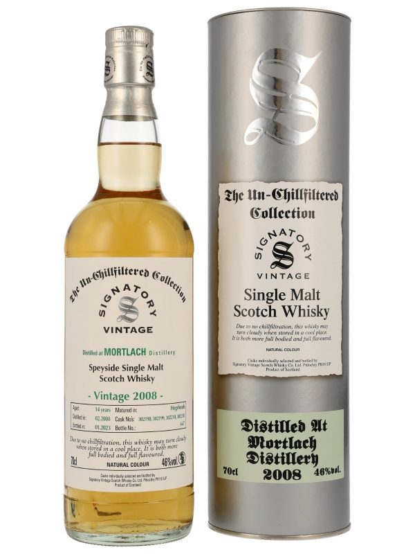 Mortlach 14 Jahre - Vintage 2008 - Hogsheads No. 302198 + 302199 + 302210 + 302218 - Signatory Vintage - Un-chillfiltered-Collection - Single Malt Scotch Whisky