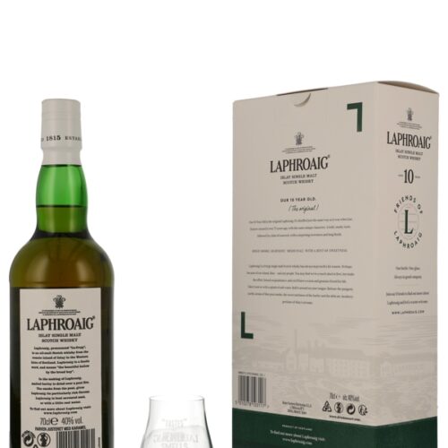 Laphroaig 10 Jahre - Geschenkset mit Glas - Islay Single Malt Scotch Whisky