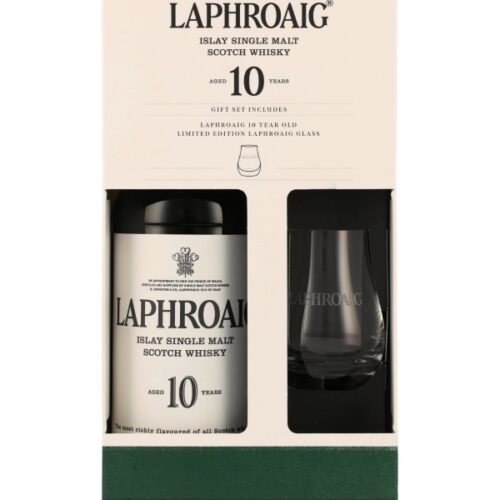 Laphroaig 10 Jahre - Geschenkset mit Glas - Islay Single Malt Scotch Whisky