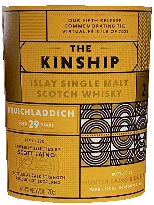 Bruichladdich 29 Jahre – The Kinship – Edition No.2 – Hunter Laing – Single Malt Whisky – 2cl Sampleprobe Bruichladdich 29 Jahre - The Kinship - Edition No.2 - Hunter Laing - Single Malt Whisky - 2cl Sampleprobe