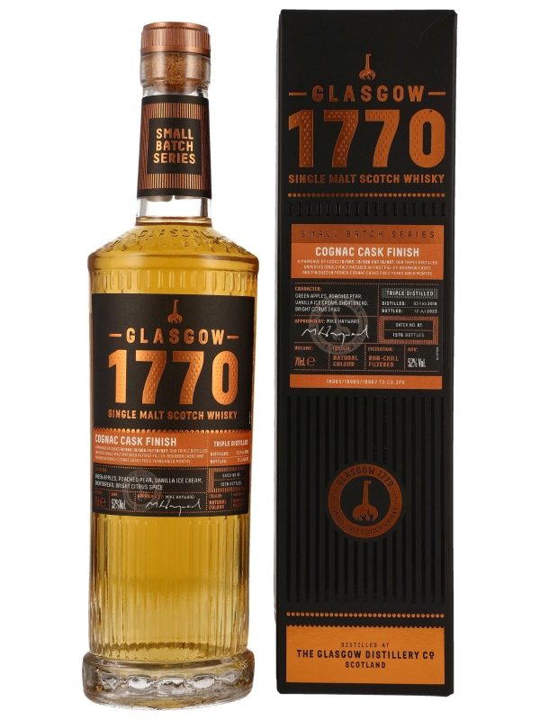 1770 Glasgow 5 Jahre - Vintage 2018 - 1st Fill Ex-Bourbon Casks, French Cognac Casks Finish - Cask 18/965, 18/966 + 18/967 - Small Batch Serie - Single Malt Scotch Whisky