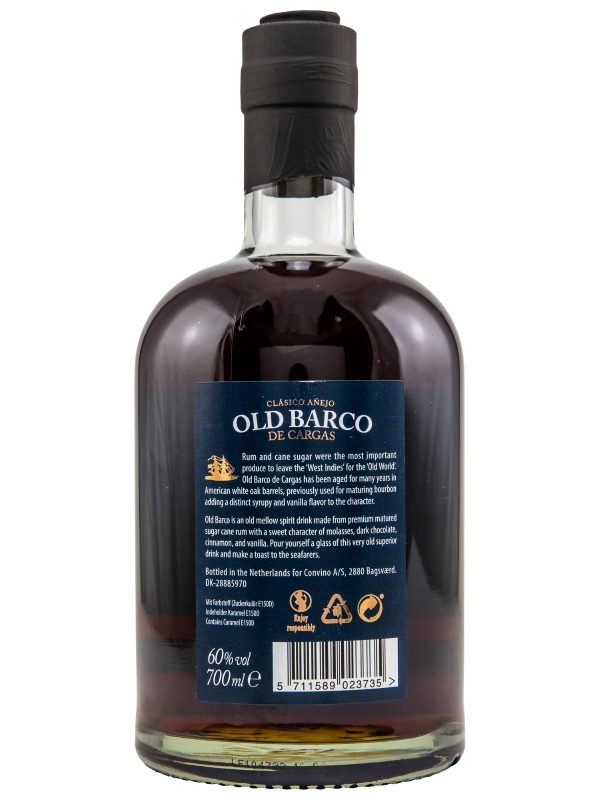 Old Barco - Clásico Añejo de Cargas - Aged in Premium Oak Barrels - Specially Bottled for Seafarers - Gran Reserva - Spirit Drink