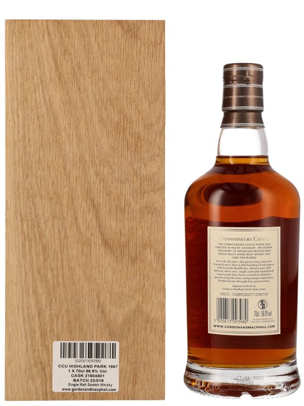 Highland Park 35 Jahre - Vintage 1987 - Batch 23/019 - Refill Bourbon Barrel Cask No. 21604501 - Gordon & MacPhail - Connoisseurs Choice - Cask Strength - Highland Single Malt Scotch Whisky