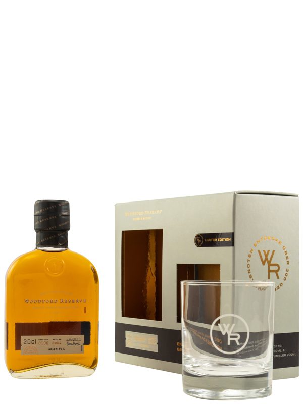 Woodford Reserve - Distiller's Select - 200 ml - Geschenkset mit Glas - Kentucky Straight Bourbon Whiskey