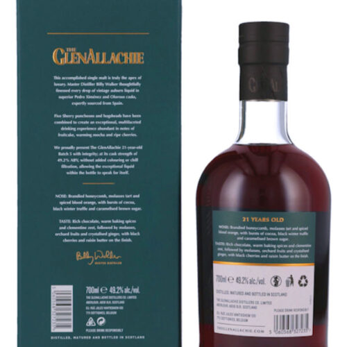 Glenallachie 21 Batch 5 Back Glenallachie 21 Jahre - Batch 5 - Cask Strength - Speyside Single Malt Scotch Whisky