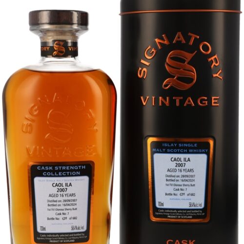 Caol Ila 16 Jahre - Vintage 2007 - 1st Fill Oloroso Sherry Butt - Cask No. 7 - Signatory Vintage - Cask Strength Collection - Islay Single Malt Scotch Whisky Caol Ila 16 Jahre - Vintage 2007 - 1st Fill Oloroso Sherry Butt - Cask No. 7 - Signatory Vintage - Cask Strength Collection - Islay Single Malt Scotch Whisky