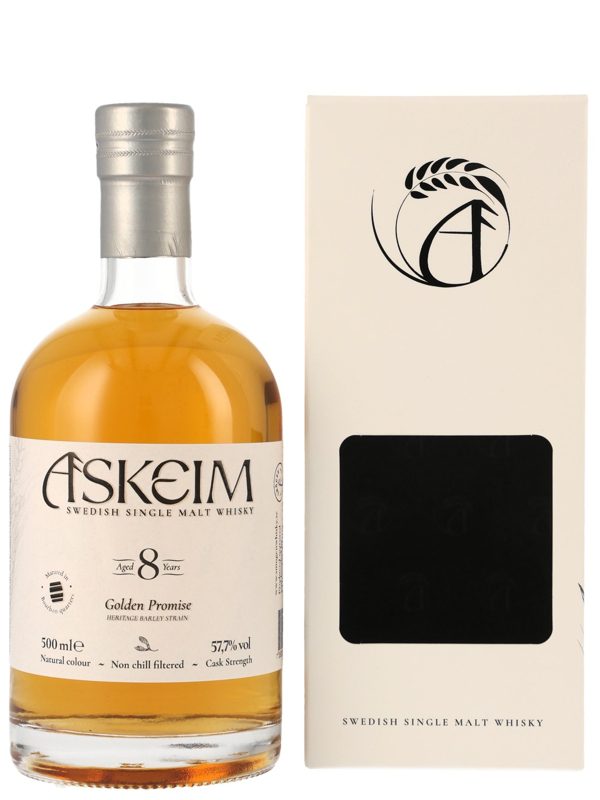 Askeim 8 Jahre - Golden Promise - Heritage Barley Strain - Matured in Bourbon Quarters - Swedish Single Malt Whisky Askeim 8 Jahre - Golden Promise - Heritage Barley Strain - Matured in Bourbon Quarters - Swedish Single Malt Whisky